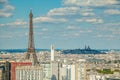 BirdÃ¢â¬â¢s eye view of Eiffel Tower and Montmartre in the background